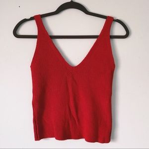 Brandy Melville Red Knit Tank Top